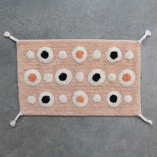 Hello Honey® Boho Cotton Tufted Circle Pattern Bath Mat with Tassels, 3ft. x 2ft.
